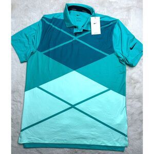 Nike Men's Medium Dri-FIT Vapor Argyle Golf Polo Shirt Teal DH0609-392 NEW